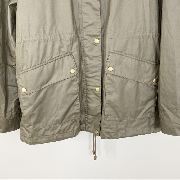 ZARA Waxed Utility Jacket Parka L Field Green Hood - Picture 4 of 8